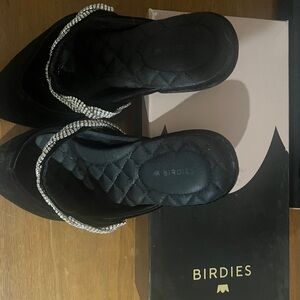 Birdies black velvet mules with rhinestone band size 7.5